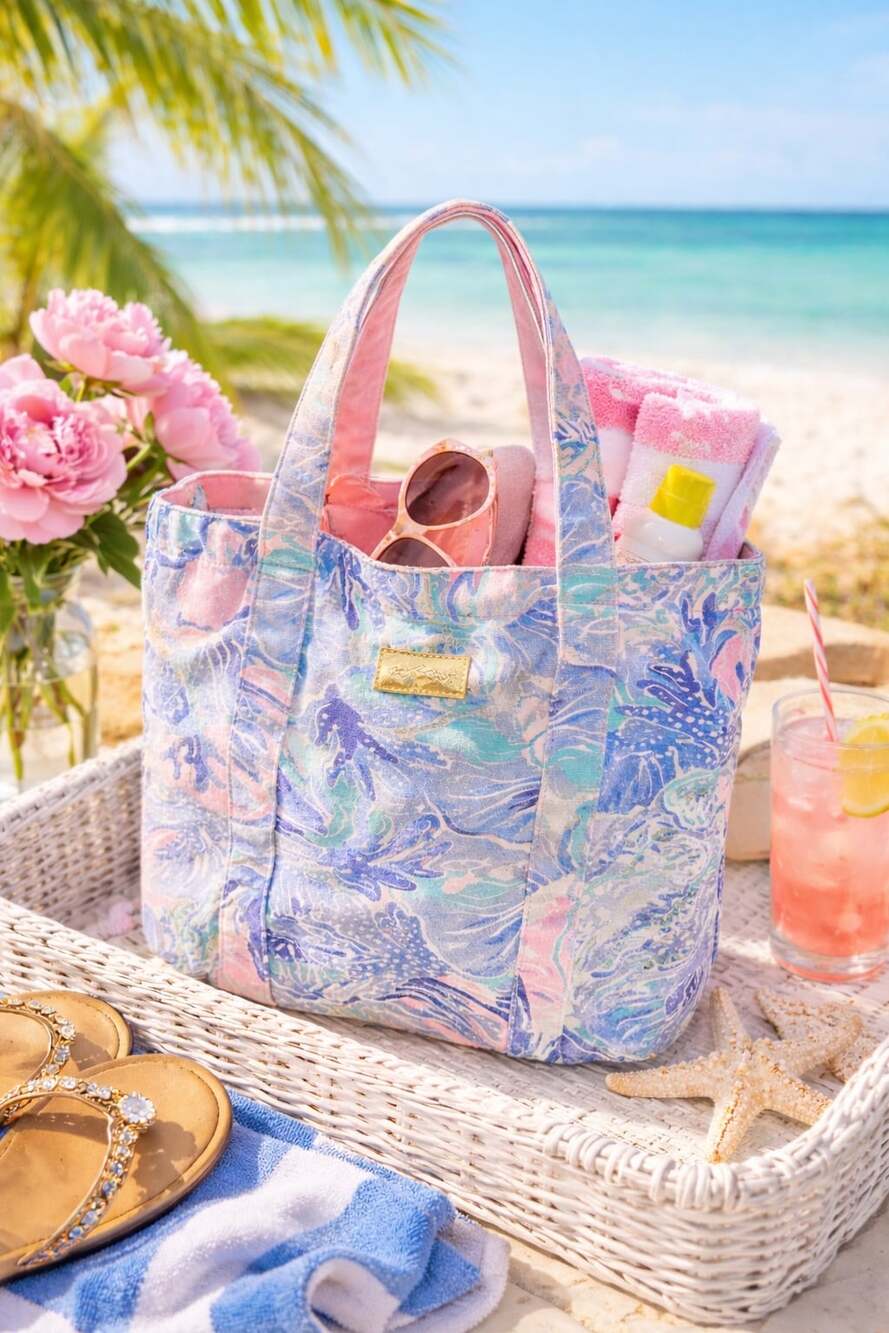 Lilly Pulitzer Pastel Mermaid Print Tote - Pink, Blue, Lavender
